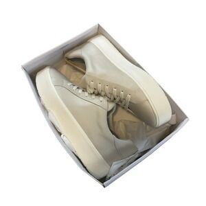 NEW Vince Benfield Platform Shoes Leather Lace Up Casual Sneakers Sz W-9M Greige